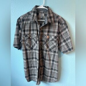 Carhartt Men's Black and White Plaid Button Down Shirt